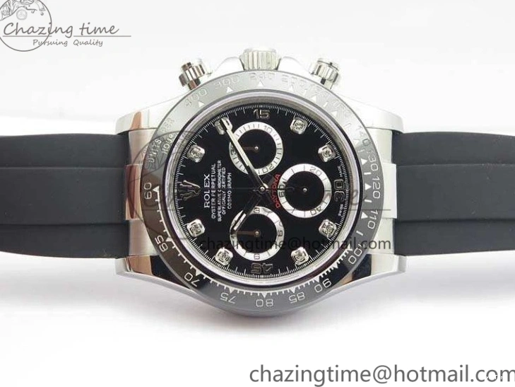 MiroTime 0316 SmartChoice Daytona 116519LN JH Best Edition Black Dial Crystal Markers On Rubber Strap A4130 (Free XS Rubber Strap) 3558